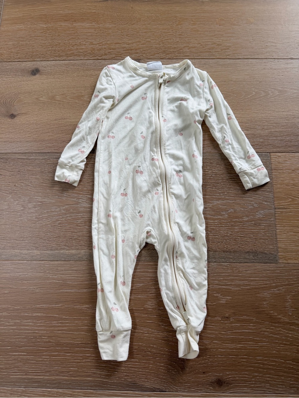 Jamie Kay Cream Footless One-Piece with Pink Cherry Print